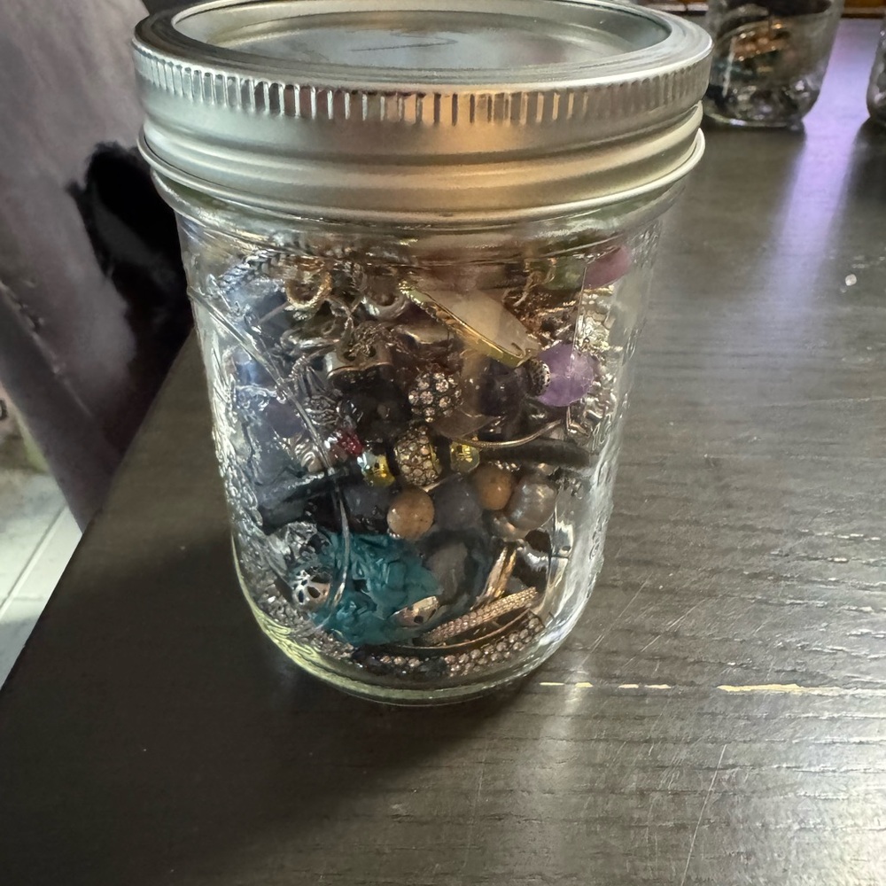 Assorted Jewelry in Mason Jar